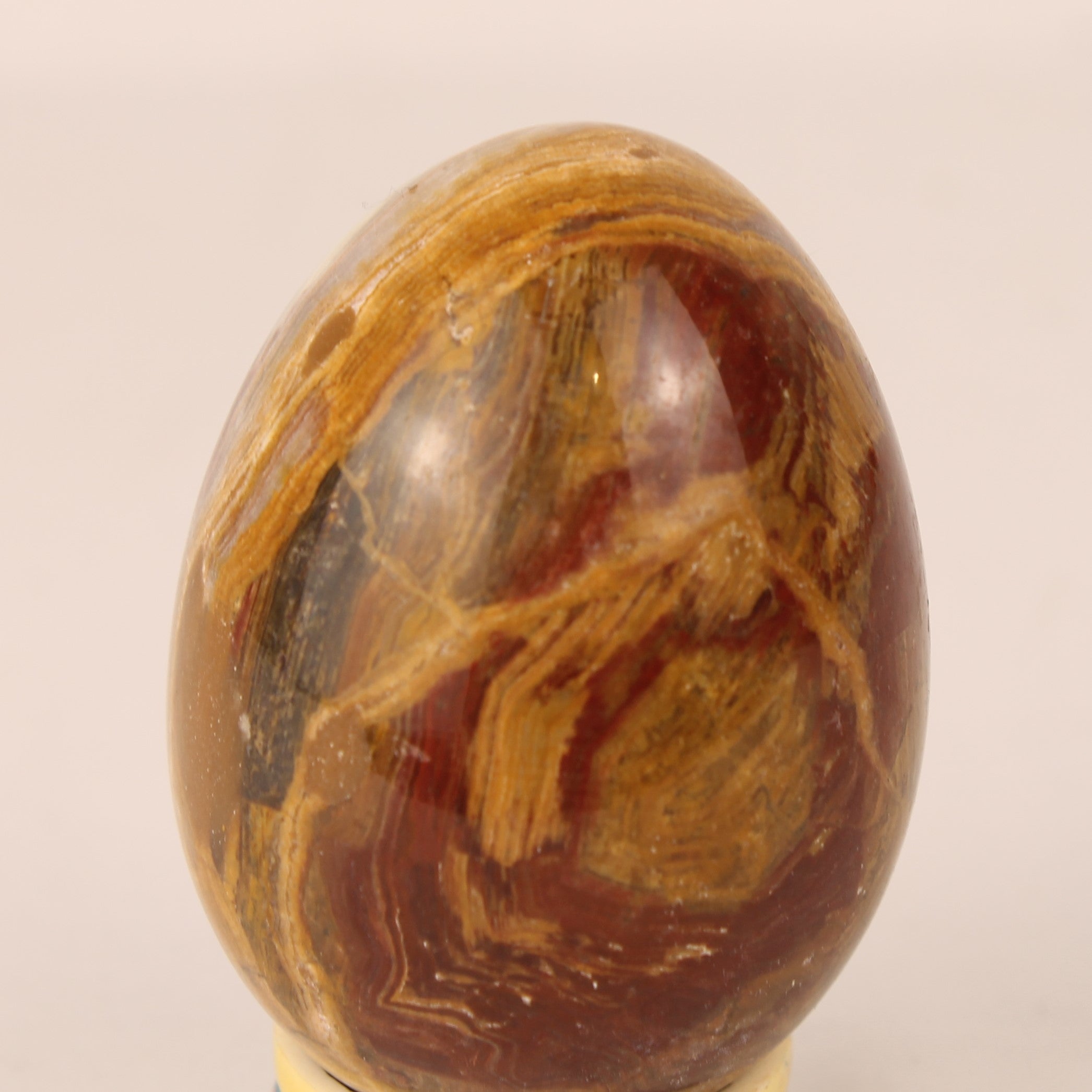 Onyx Natuurstenen Ei 7 cm – Banded Calciet – Roodbruin & Honinggeel