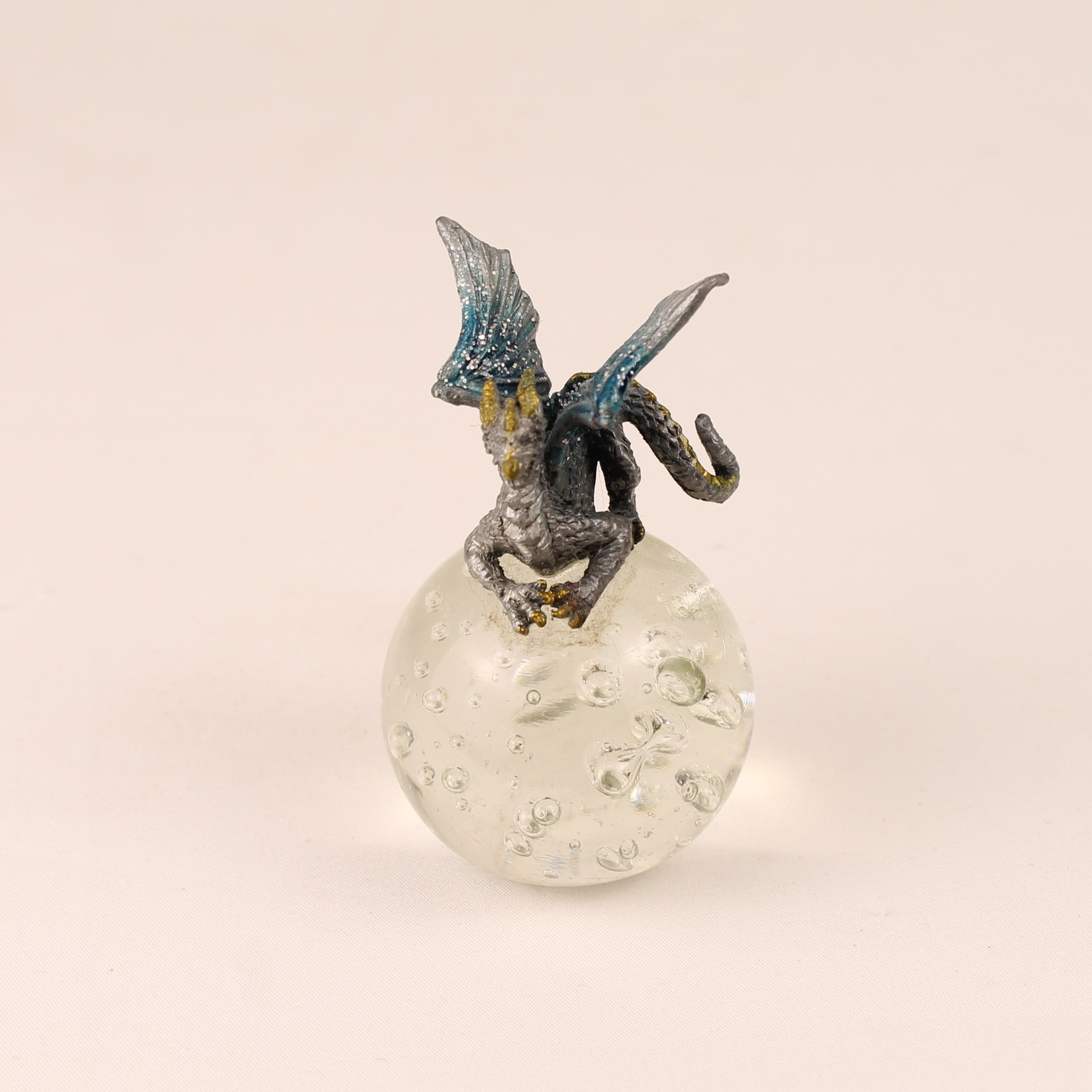 Fantasy Dragon on Glass Orb – Miniature Figurine 8 cm