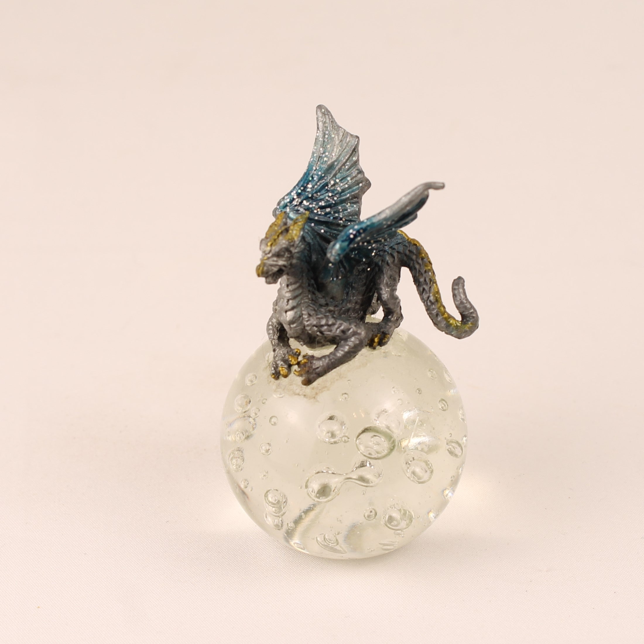 Fantasy Dragon on Glass Orb – Miniature Figurine 8 cm