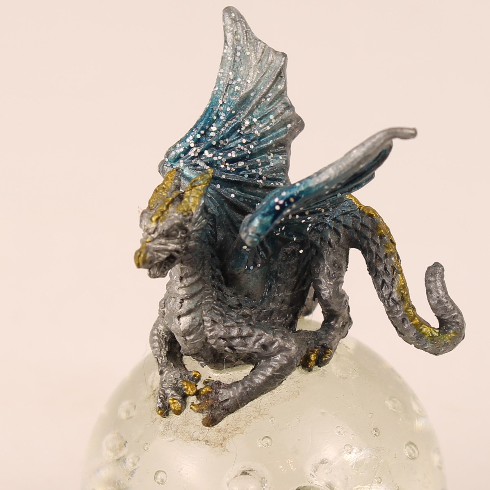 Fantasy Dragon on Glass Orb – Miniature Figurine 8 cm