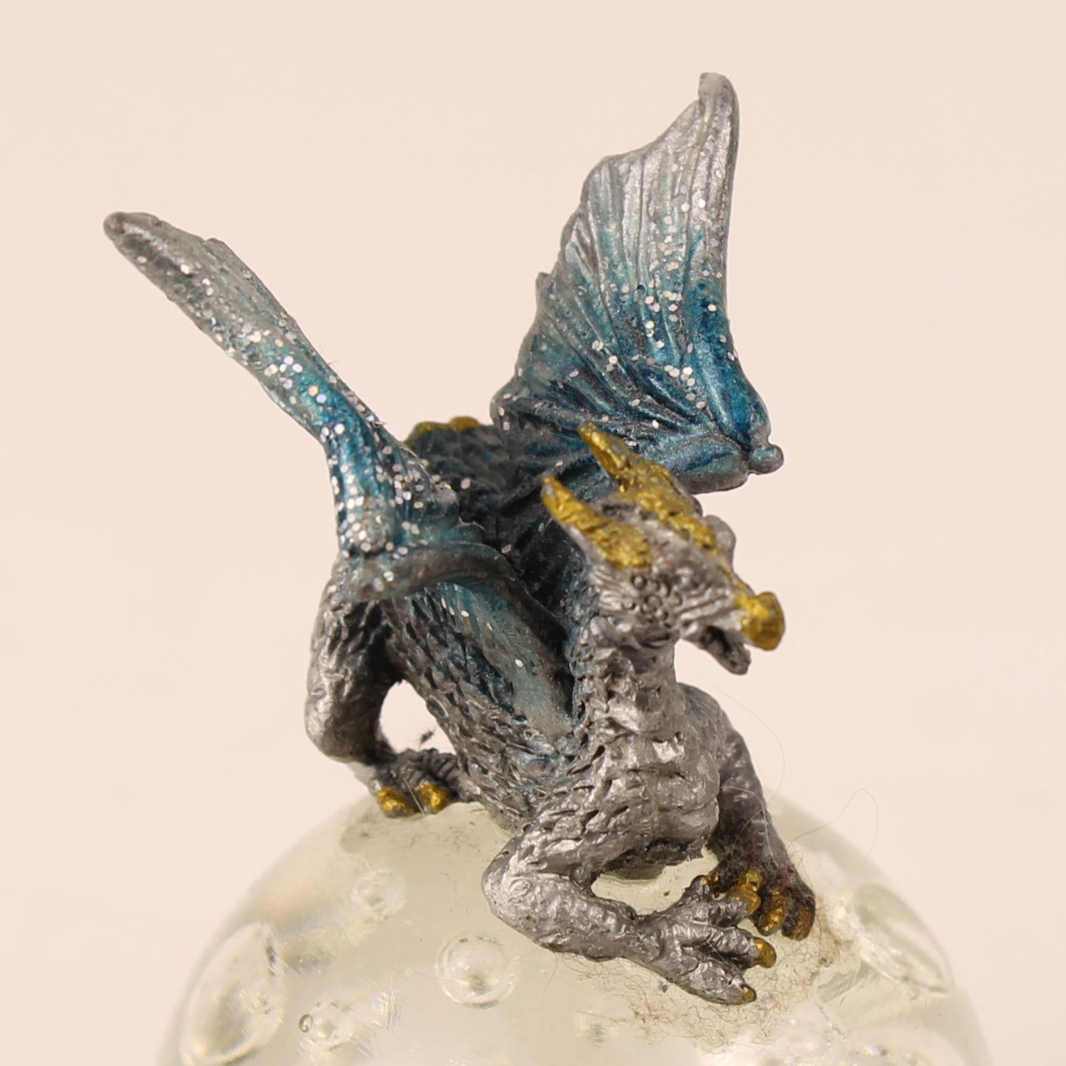 Fantasy Dragon on Glass Orb – Miniature Figurine 8 cm