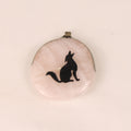 Rose Quartz Pendant with Wolf Silhouette – Engraved – 4.5 cm