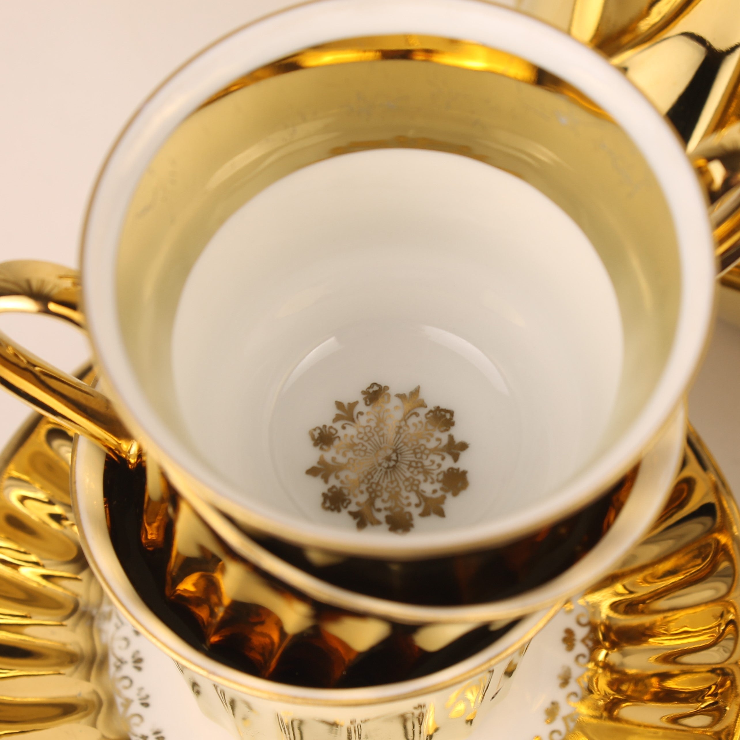 Wunsiedel Bavaria Volledig Verguld Mokka Servies – Mid Century Duitsland ca. 1960