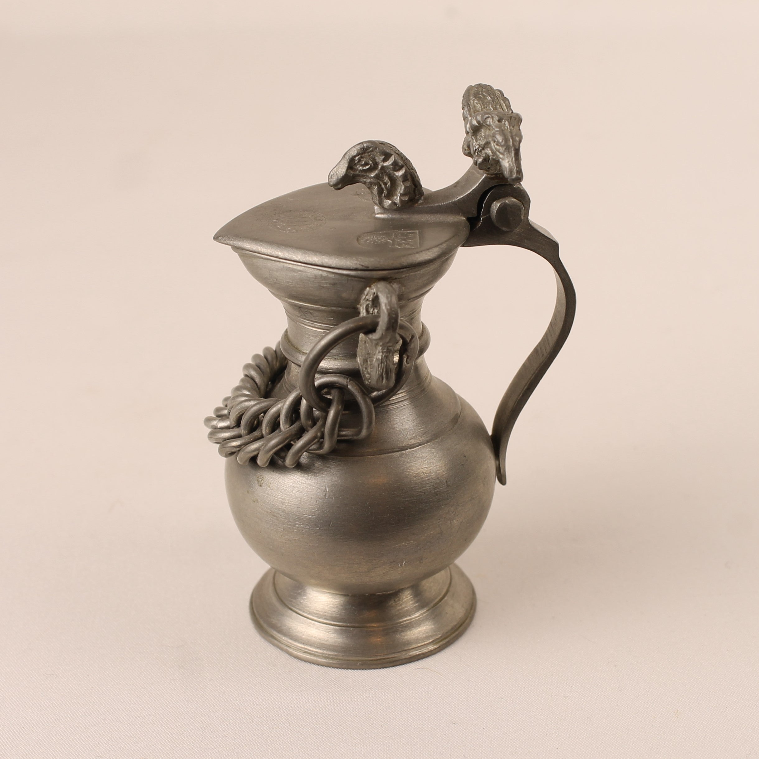 J.P. Della Bianca Zwitserse Tinnen Miniatuur Kruik met 3 Rammen