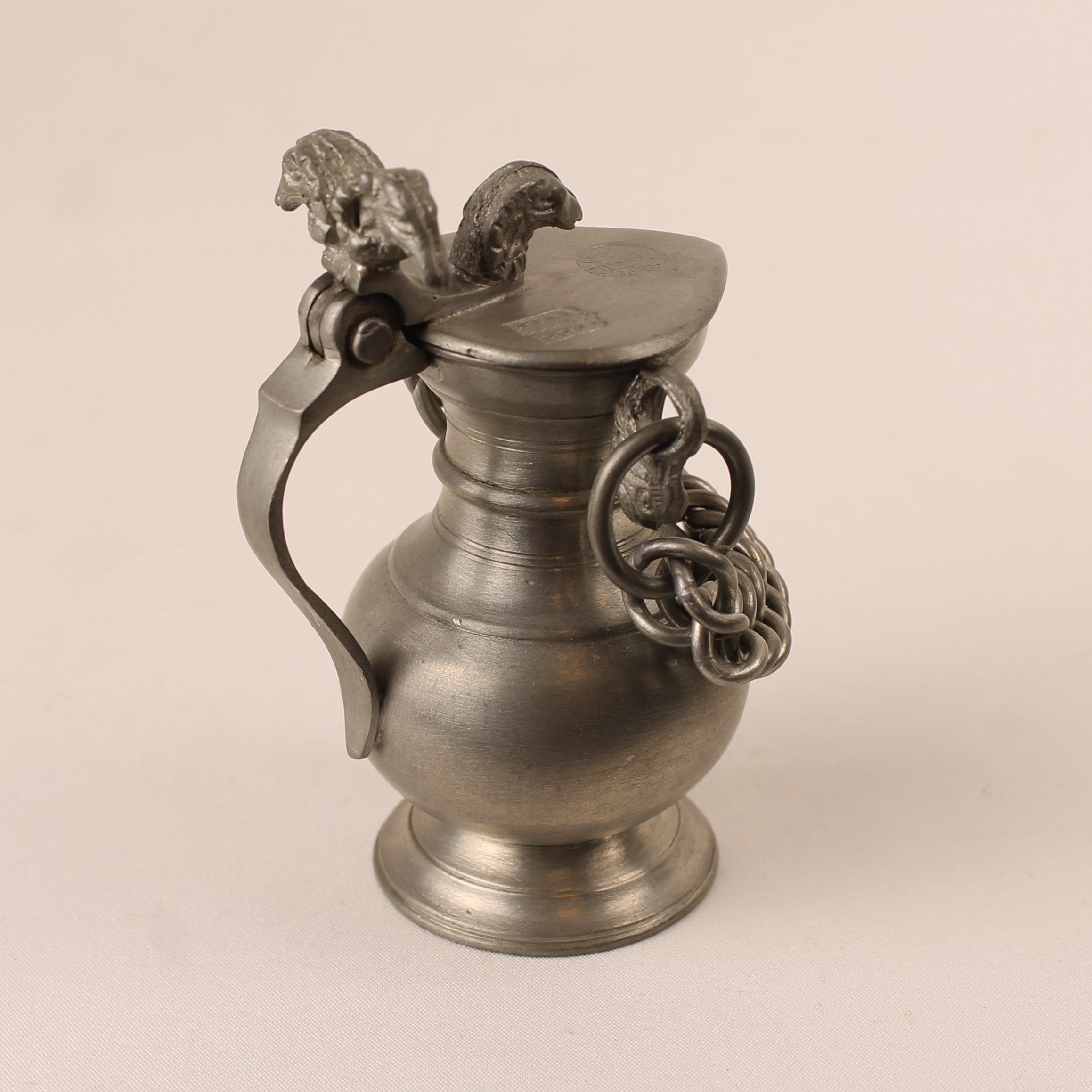 J.P. Della Bianca Zwitserse Tinnen Miniatuur Kruik met 3 Rammen