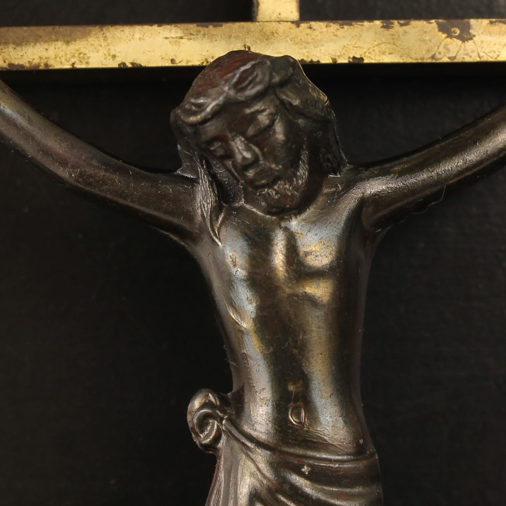 Wall Cross Brass with Dark Corpus – 15 cm – 1960s