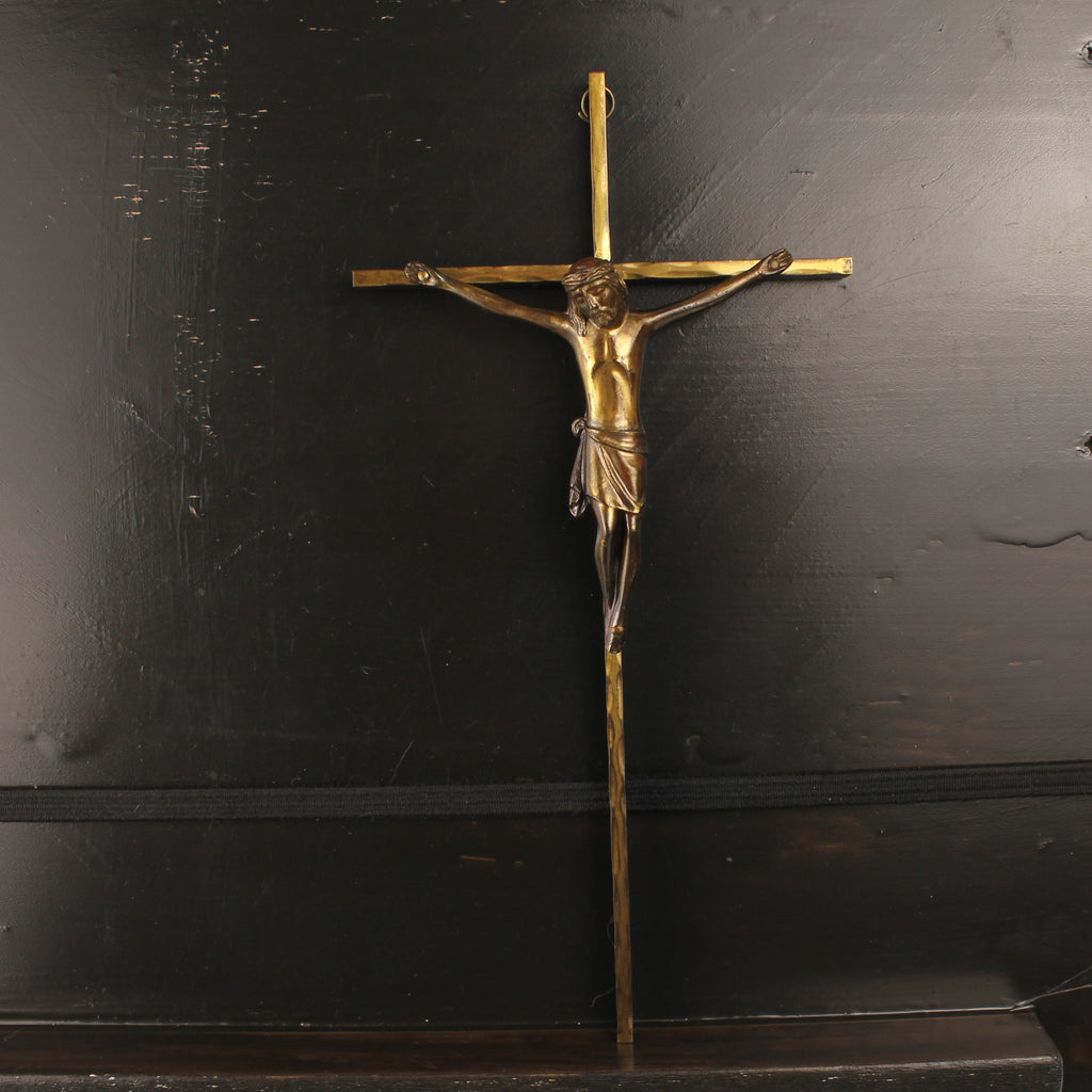 Wandkruis Messing met Corpus – ca. 1960 – 25 cm
