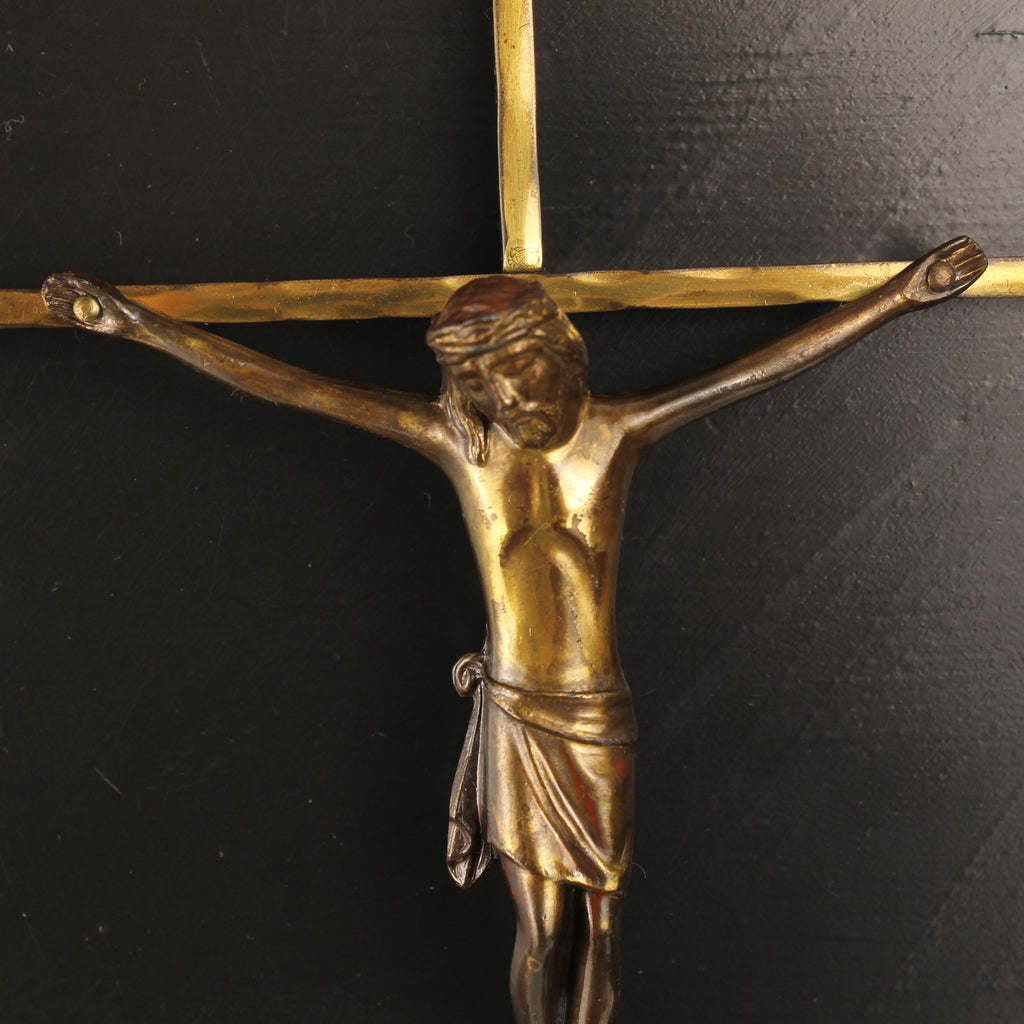 Wandkruis Messing met Corpus – ca. 1960 – 25 cm
