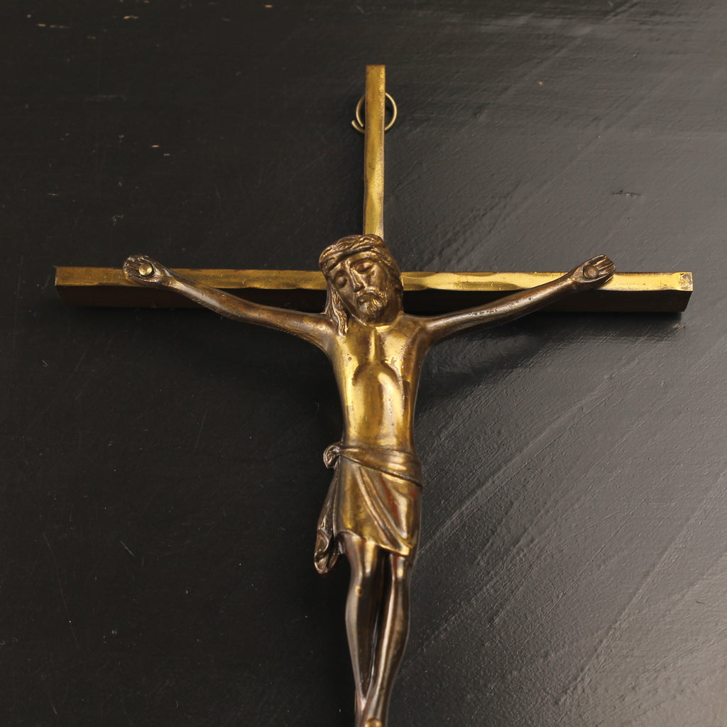 Wandkruis Messing met Corpus – ca. 1960 – 25 cm