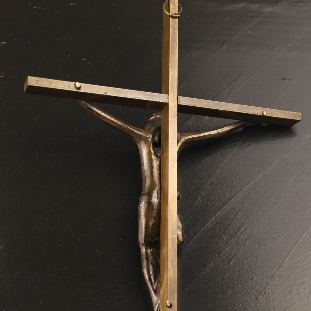 Wandkruis Messing met Corpus – ca. 1960 – 25 cm
