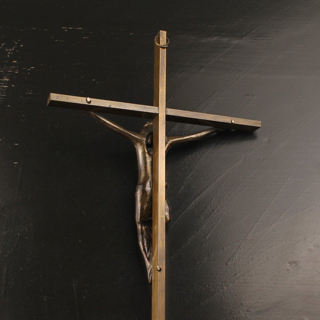Wandkruis Messing met Corpus – ca. 1960 – 25 cm