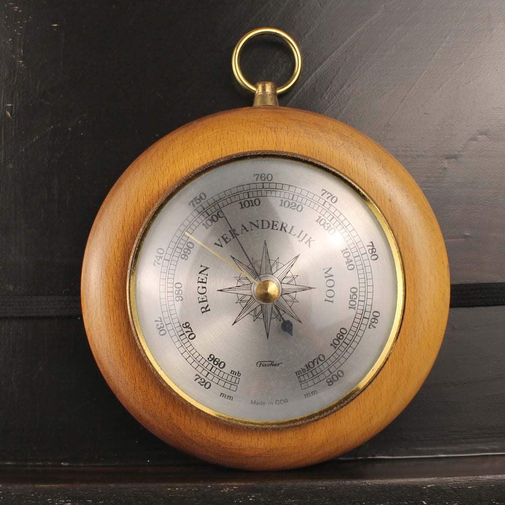 Fischer Wandbarometer – Made in GDR – 15 cm – Jaren 60/70