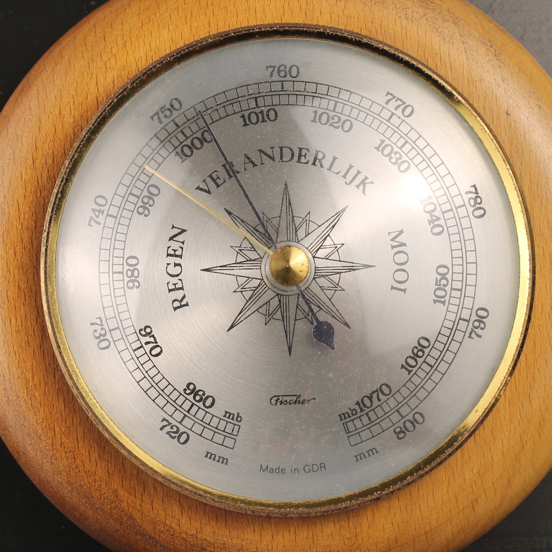 Fischer Wandbarometer – Made in GDR – 15 cm – Jaren 60/70