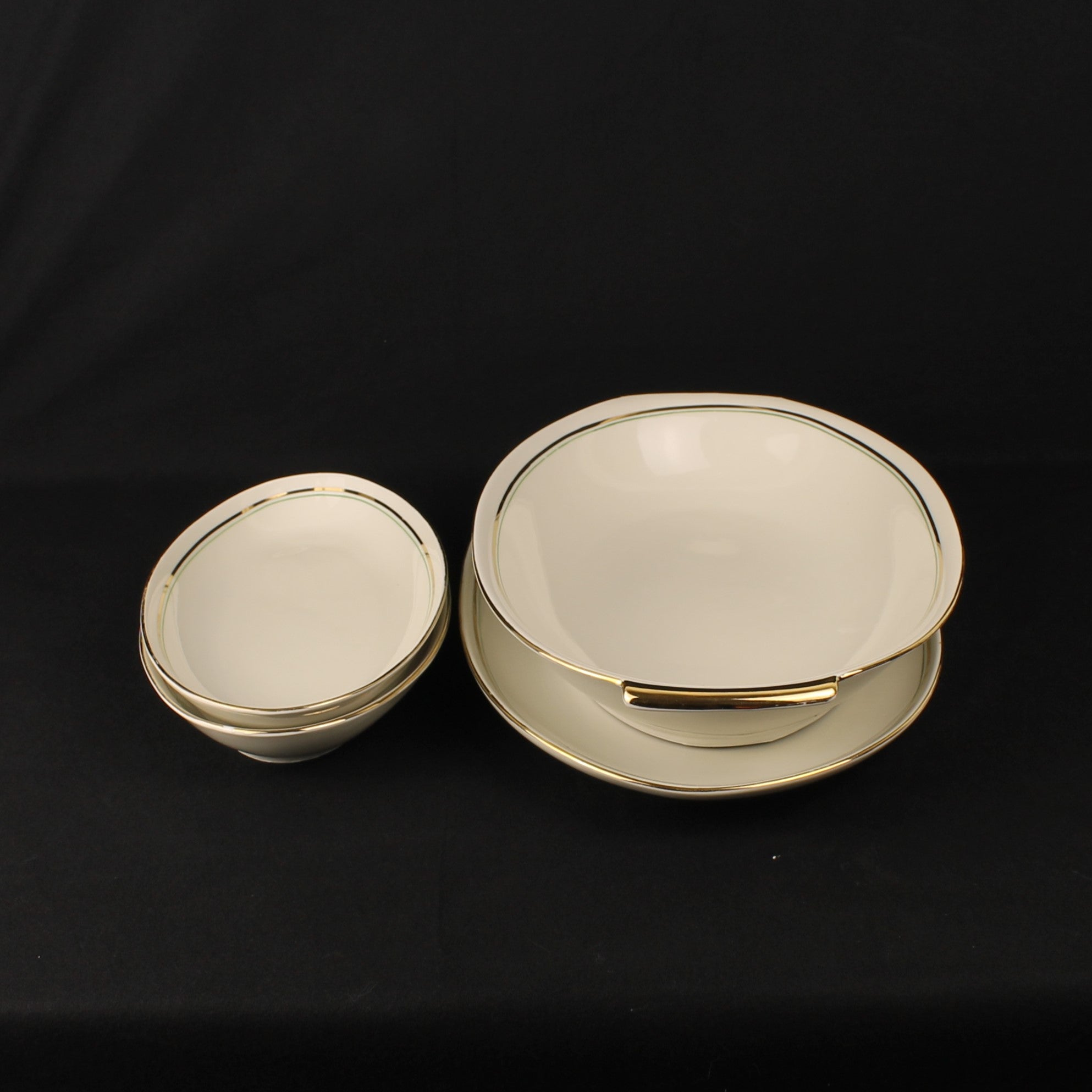 Bavaria Porseleinen Serveerschalen Set – 4 Stuks met Goudrand – 32 & 23 cm