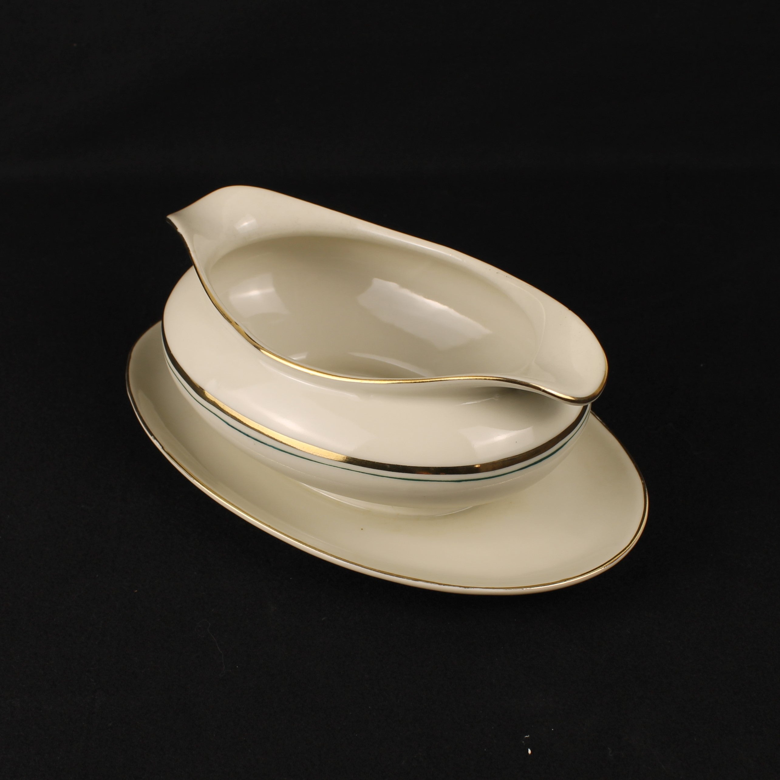 Bavaria Porseleinen Sauskom met Onderschotel – Goudrand – 21 cm