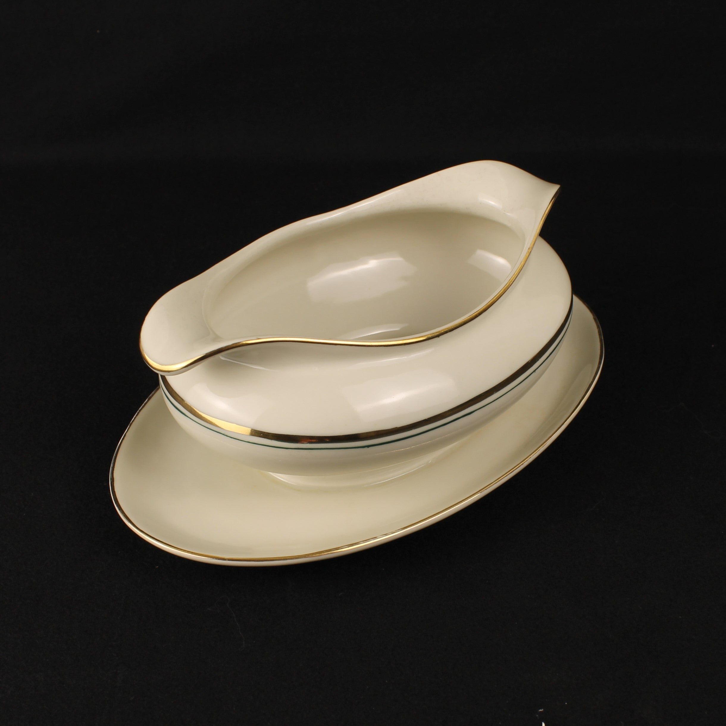 Bavaria Porseleinen Sauskom met Onderschotel – Goudrand – 21 cm