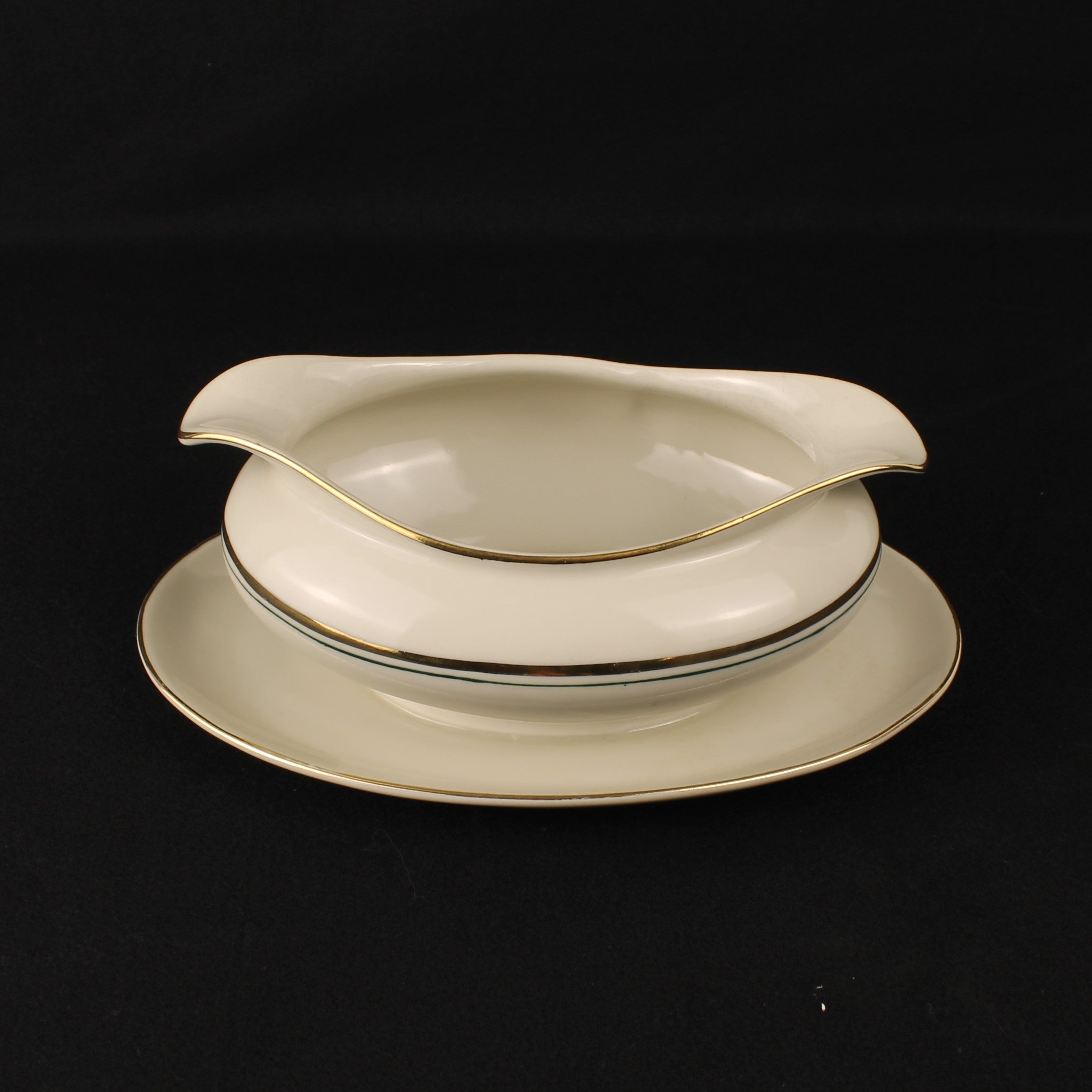 Bavaria Porseleinen Sauskom met Onderschotel – Goudrand – 21 cm