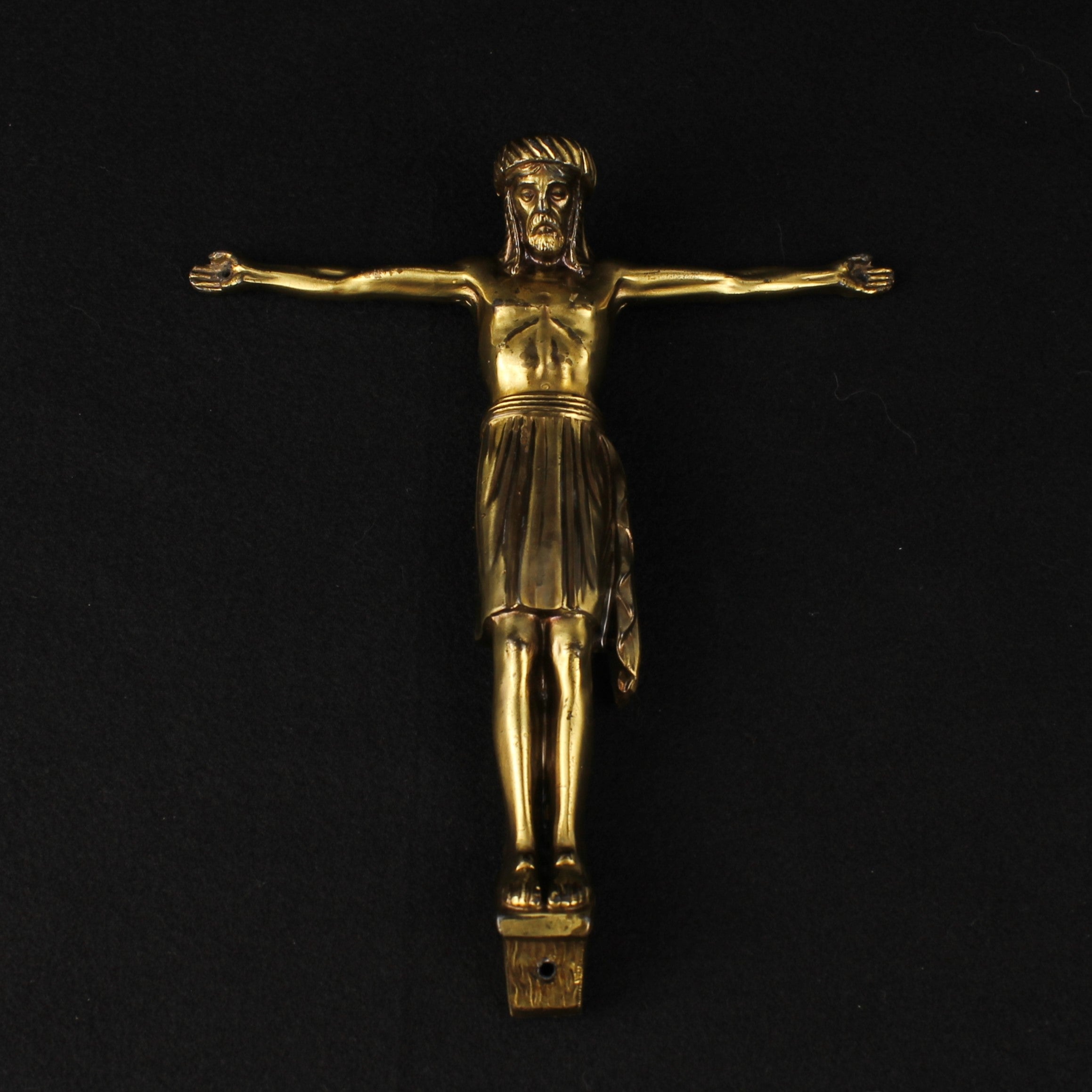 Verguld Christus Corpus – Messing Crucifix Beeld – ca. 1920–1950