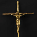 Wandkruis 25 cm - Crucifix in Goudkleurig Metaal - ca. 1960–1985