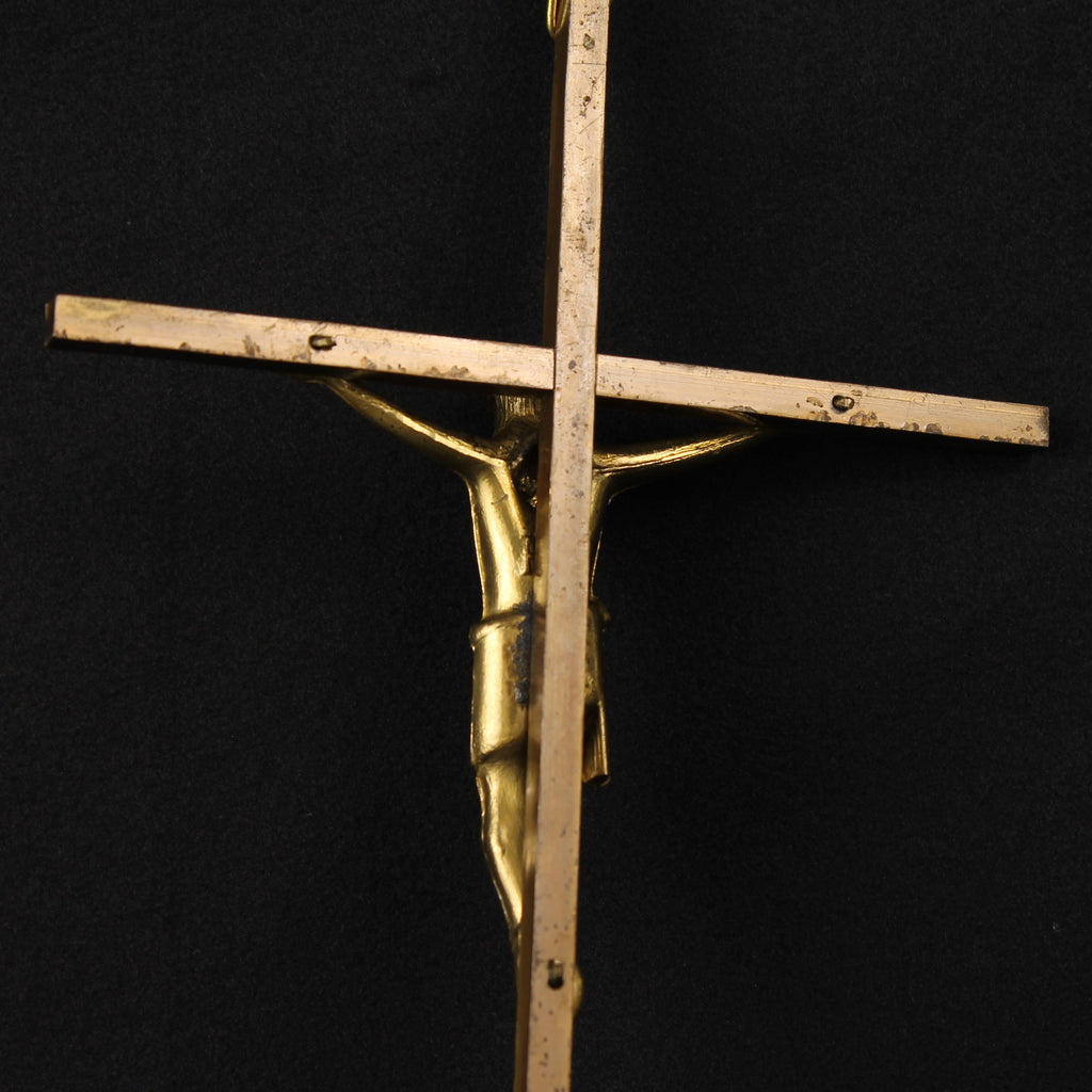 Wandkruis 25 cm - Crucifix in Goudkleurig Metaal - ca. 1960–1985