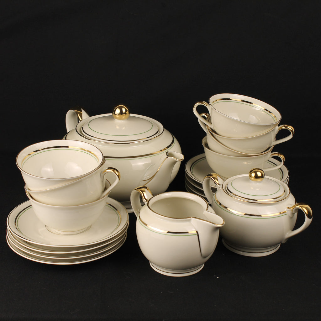 Bavaria Theeservies 16-delig – Goudrand & Groene Bies