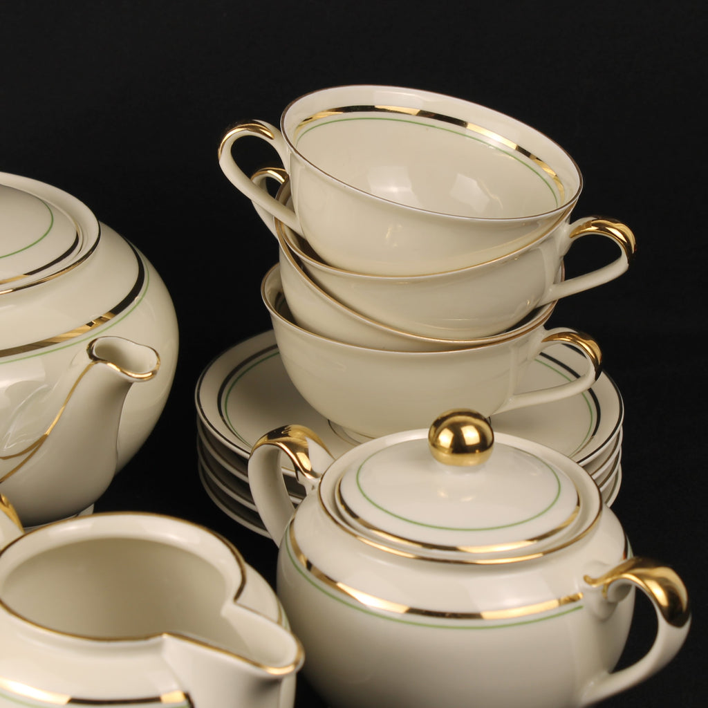 Bavaria Theeservies 16-delig – Goudrand & Groene Bies