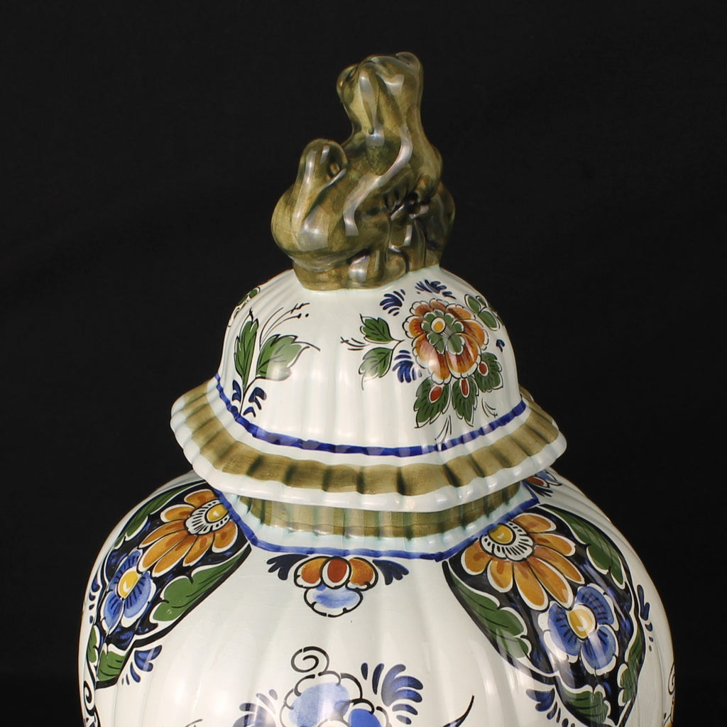 Delft Polychrome Hand-Painted Lidded Vases Set – 33 & 28 cm – Holland