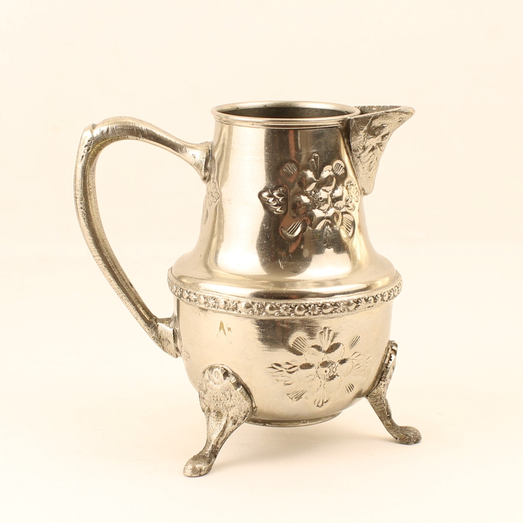 Suikerpot & Roomkan op Pootjes Verzilverd Metaal – India Export – Rococo Stijl