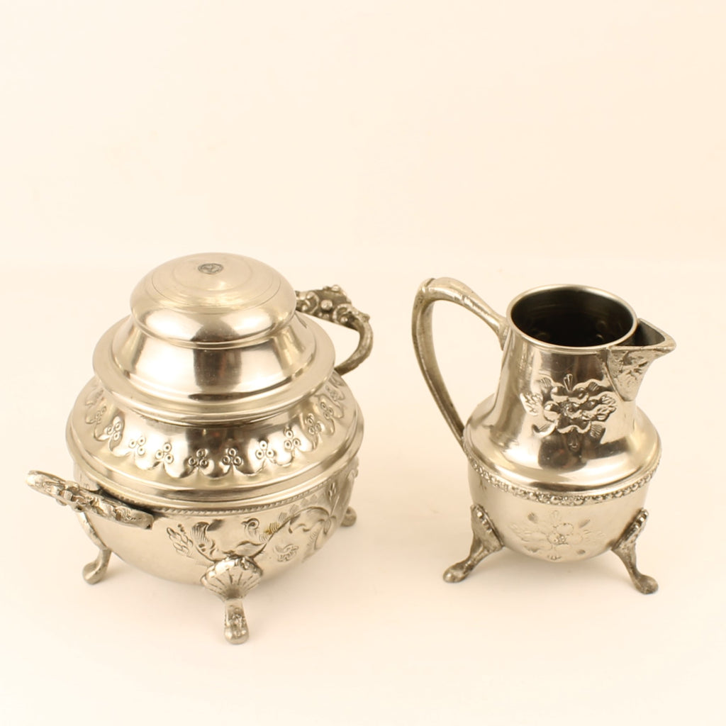 Sucrier et pot à lait argentés sur pieds – Exportation Indienne – Style rococo