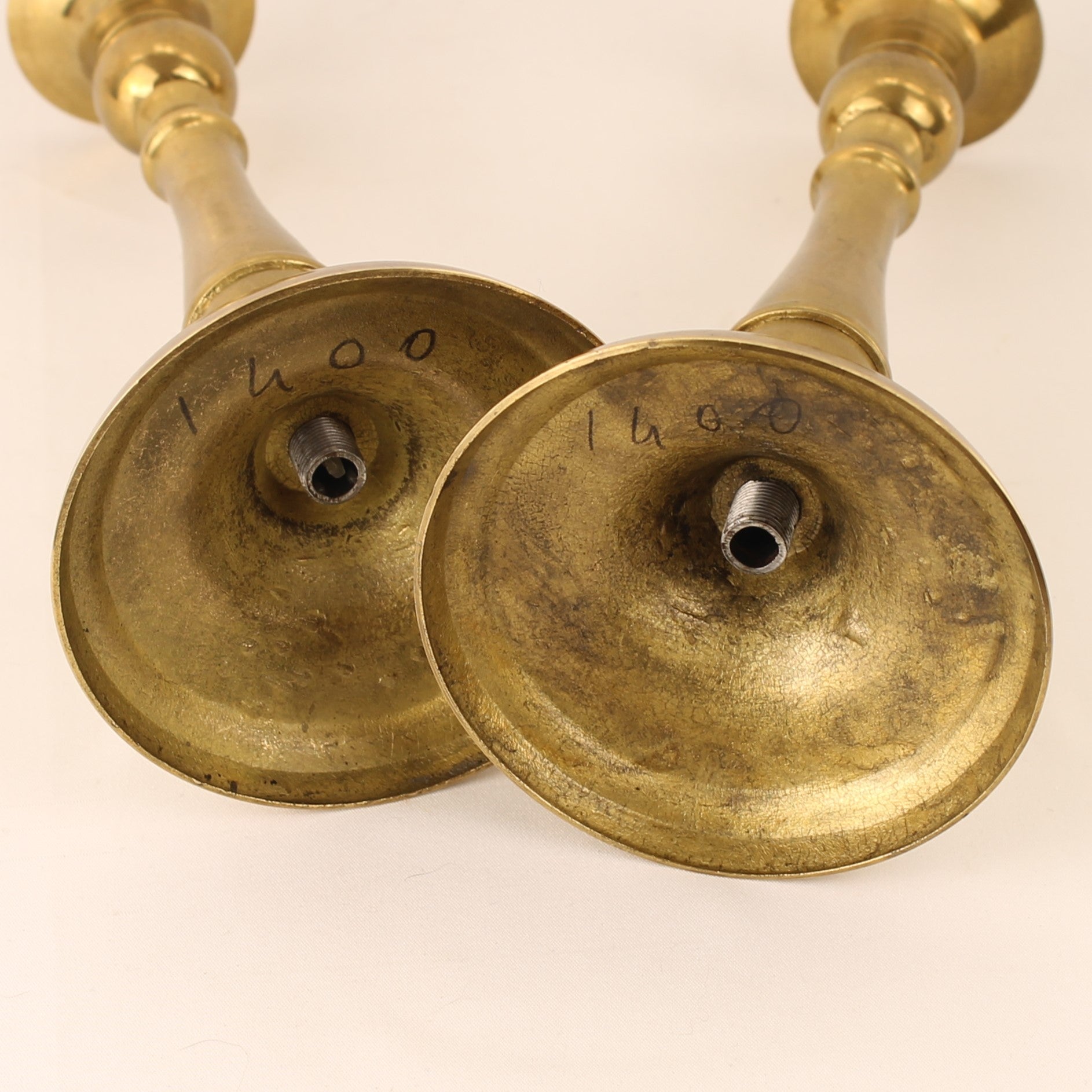 Bougeoirs en Laiton – Lot de 2 – 19,5 cm – Années 70