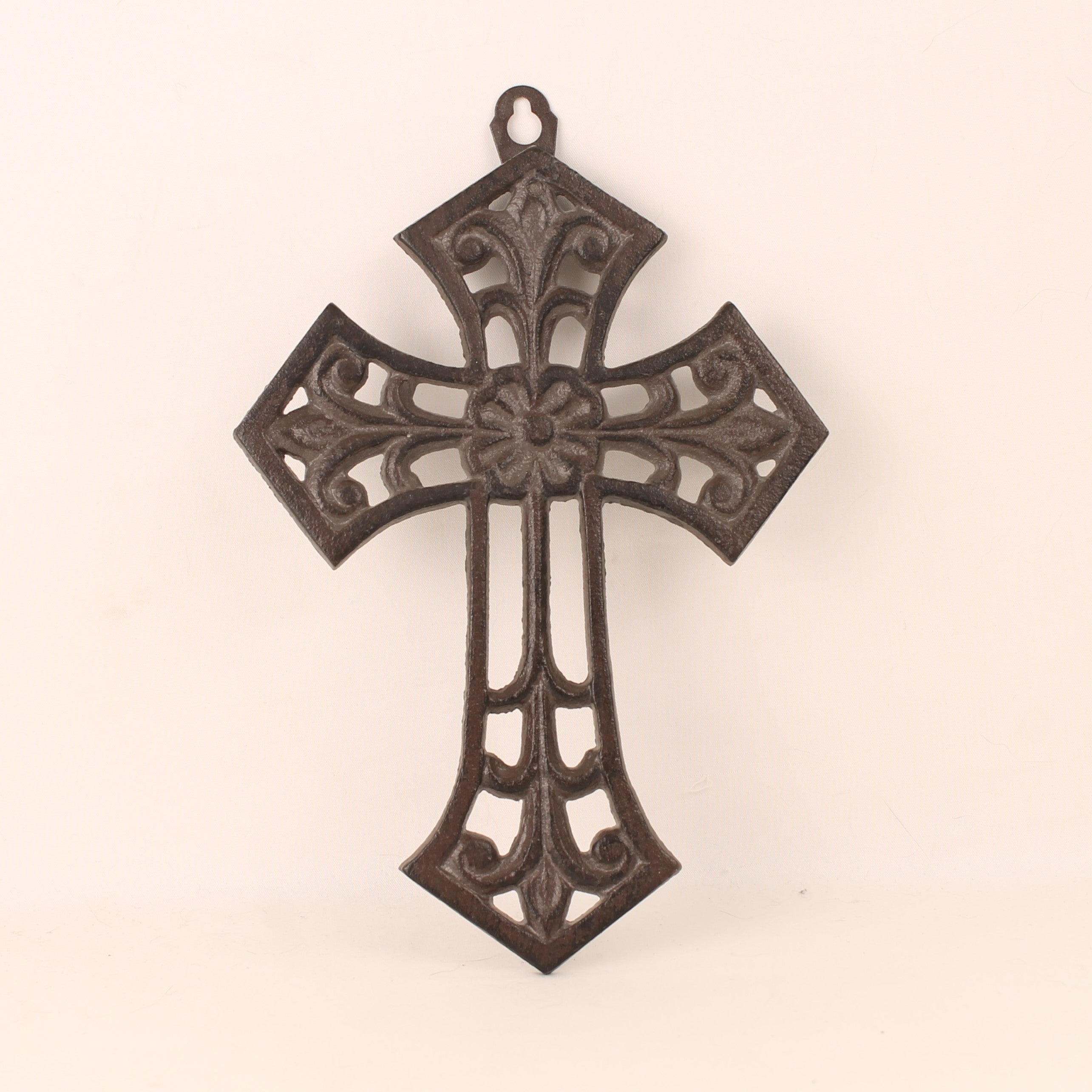 Wandkruis Gietijzer -  Brocante stijl (18x13cm)