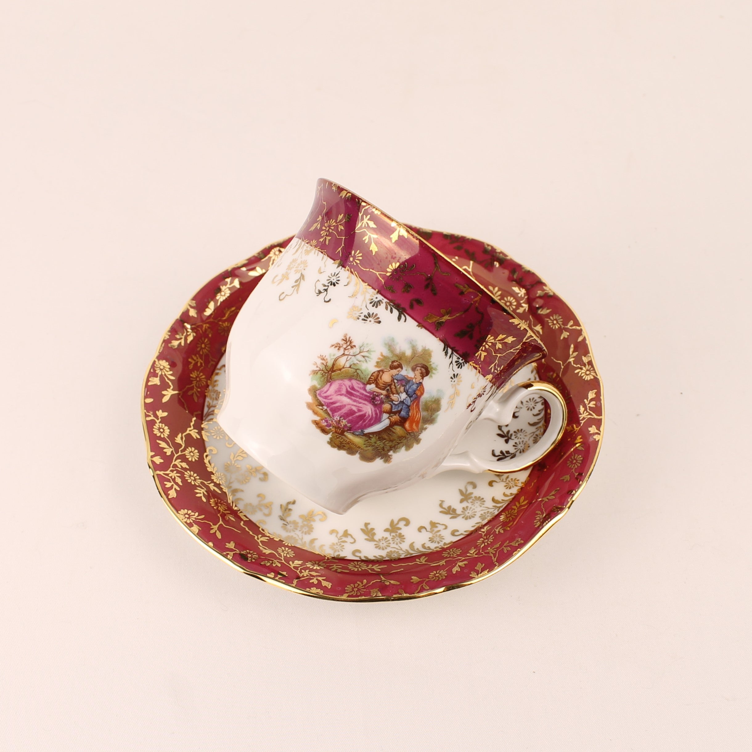 HK Bavaria Porseleinen Kop en Schotel – 24 Karat Gold – Handarbeit – Vintage Duitsland