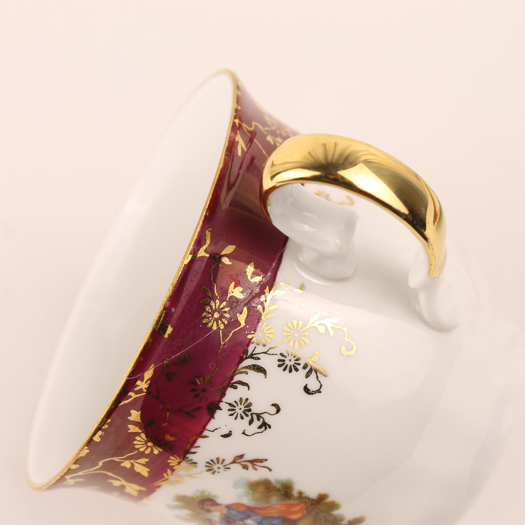 HK Bavaria Porseleinen Kop en Schotel - 24 Karat Gold - Handarbeit - Vintage Duitsland