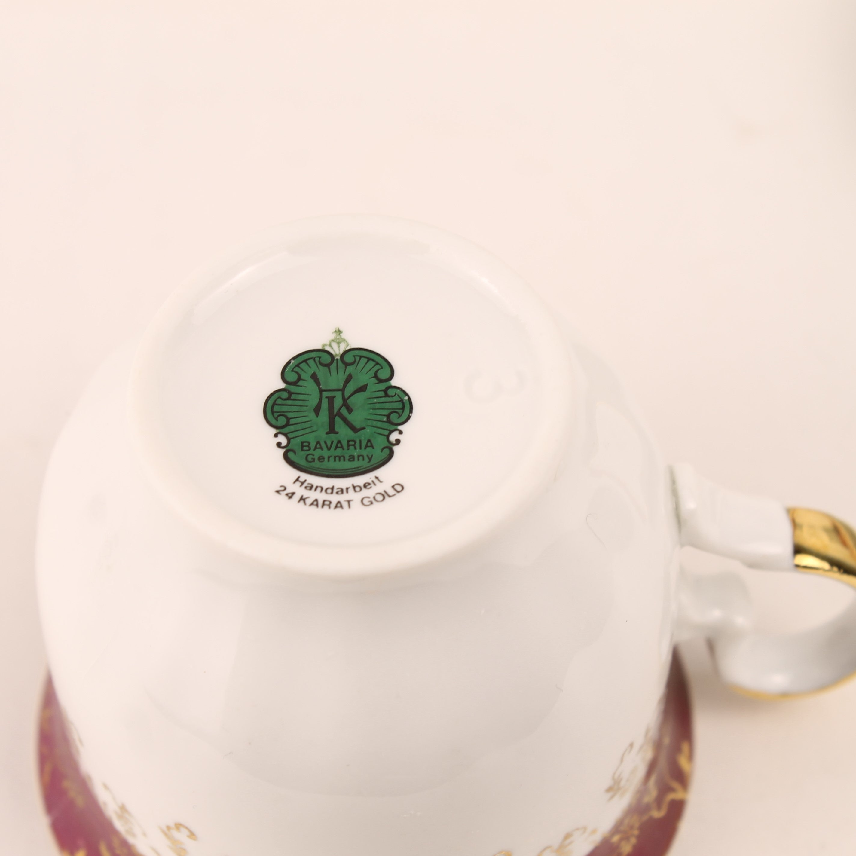 HK Bavaria Porseleinen Kop en Schotel – 24 Karat Gold – Handarbeit – Vintage Duitsland