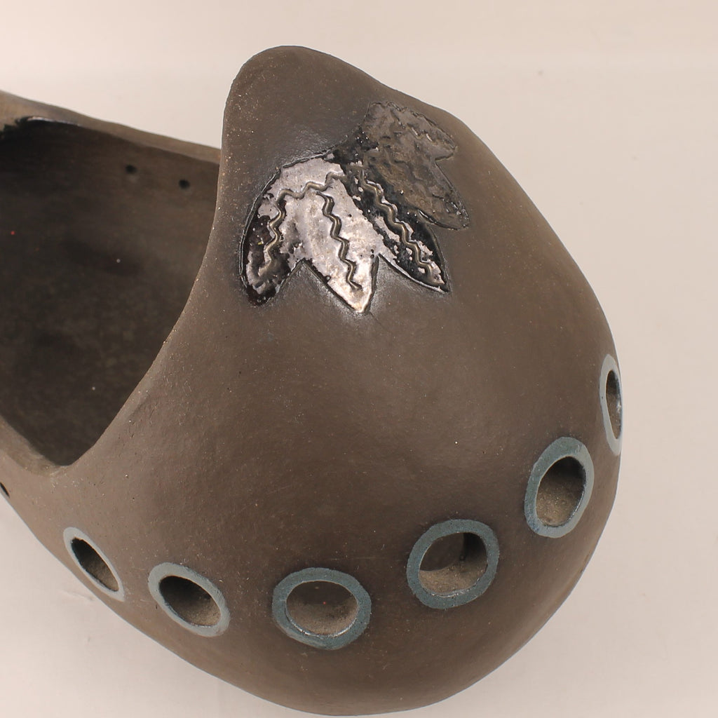 Handgemaakte Atelier Keramiek Sculptuur – Ceremoniële Roeiboot met Vogelkop – Unicum