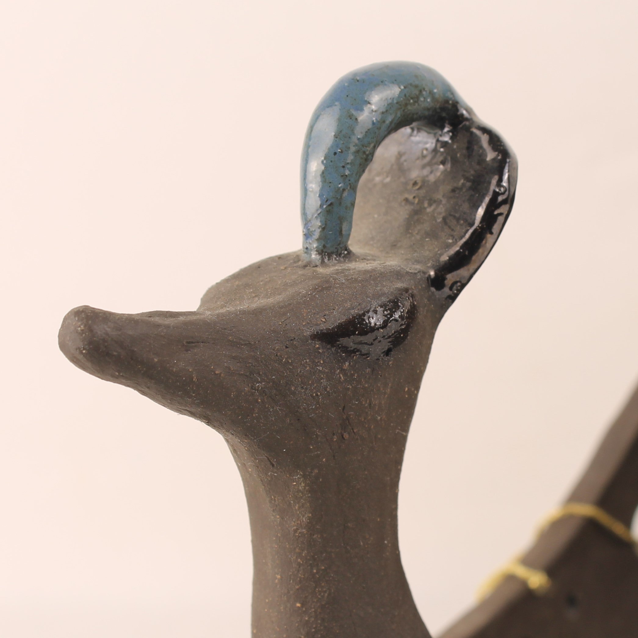 Handmade Studio Ceramic Sculpture – Ceremonial Rowboat with Bird Head – Unique