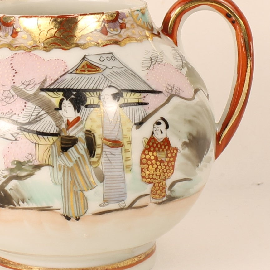 Pot Ornemental Japonais Peint à la Main - Double Anse - Style Satsuma - c. 1925-1945