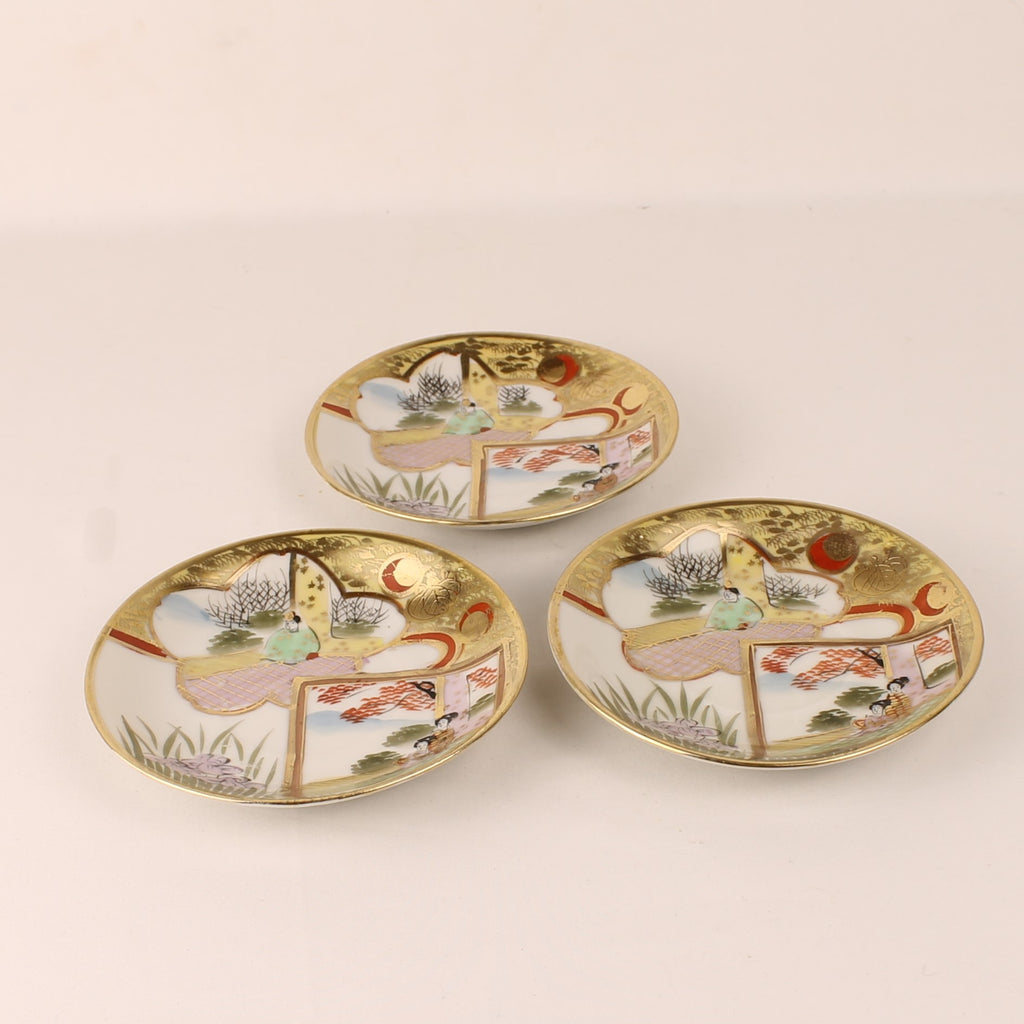 Japans Eggshell Porselein Mokka Servies – Rijk Verguld en Handbeschilderd