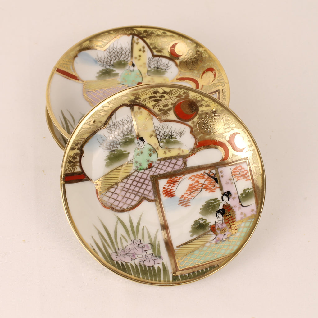 Japans Eggshell Porselein Mokka Servies – Rijk Verguld en Handbeschilderd