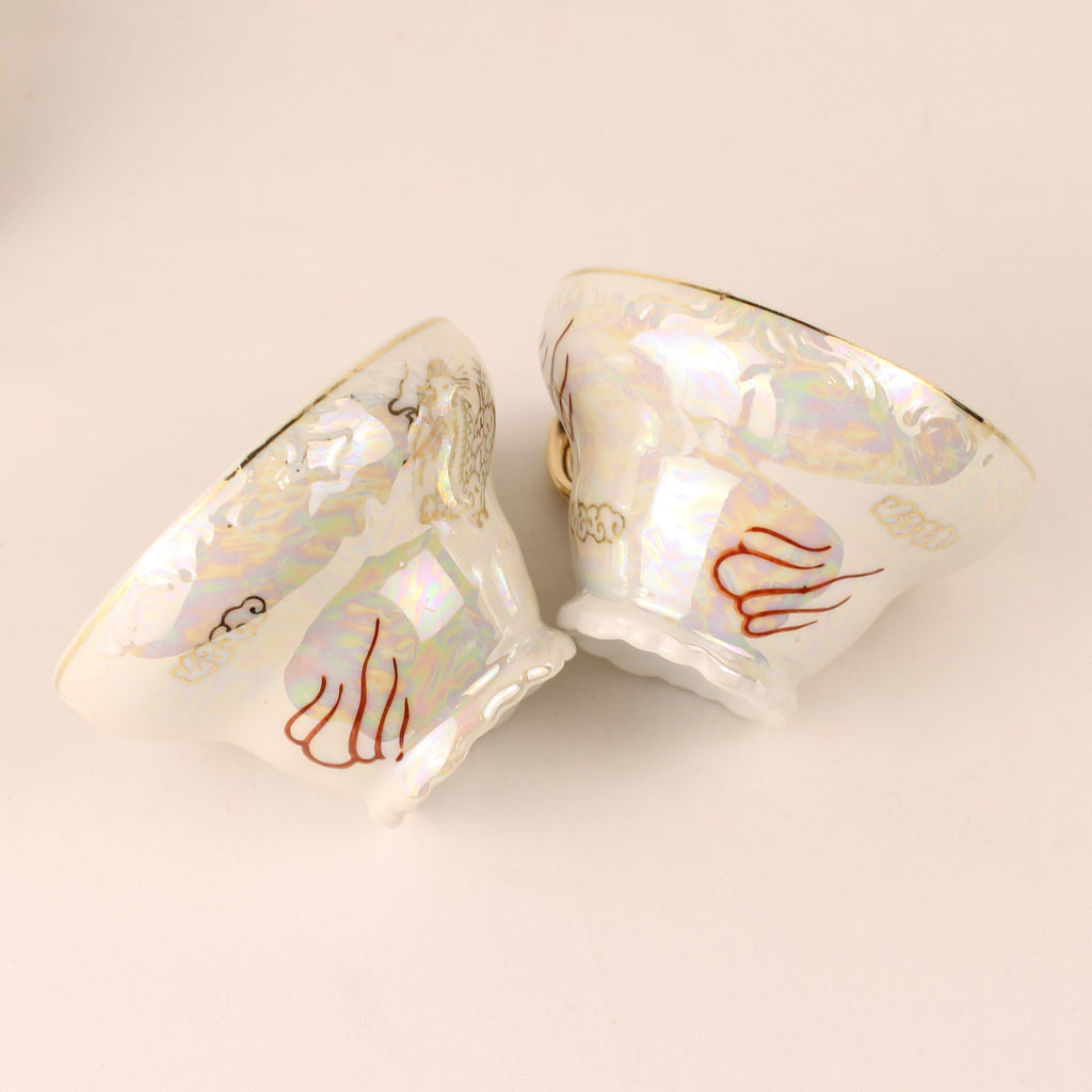 Japans Parelmoer Dragonware Kop & Schotel Set - 10-delig - ca. 1960-1975