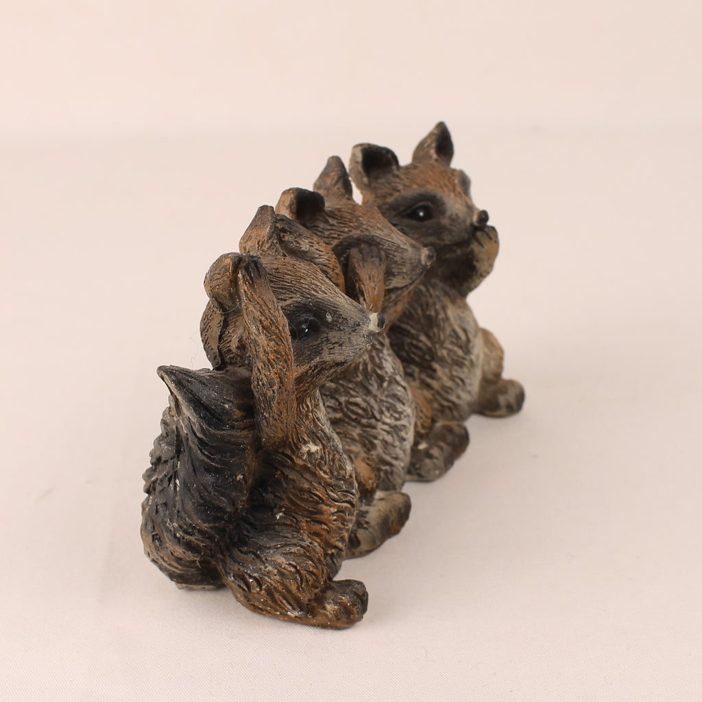 Statue Décorative Trois Ratons Laveurs – Ne Rien Voir Ne Rien Entendre – Sculpture en Résine