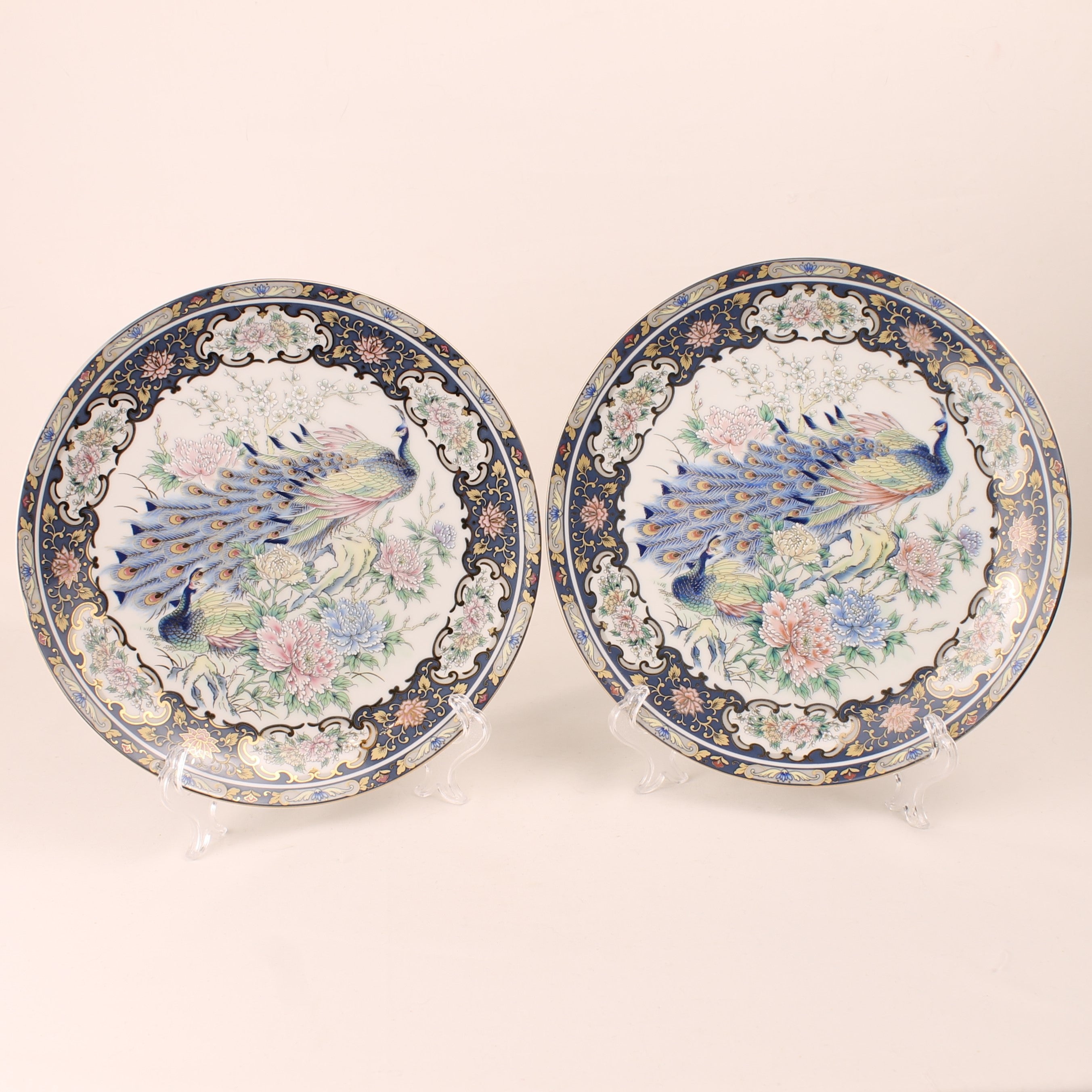 Sierborden met afbeelding Pauw en Bloemen – VAGA International – Rijk Verguld Relief Decor – 21 cm