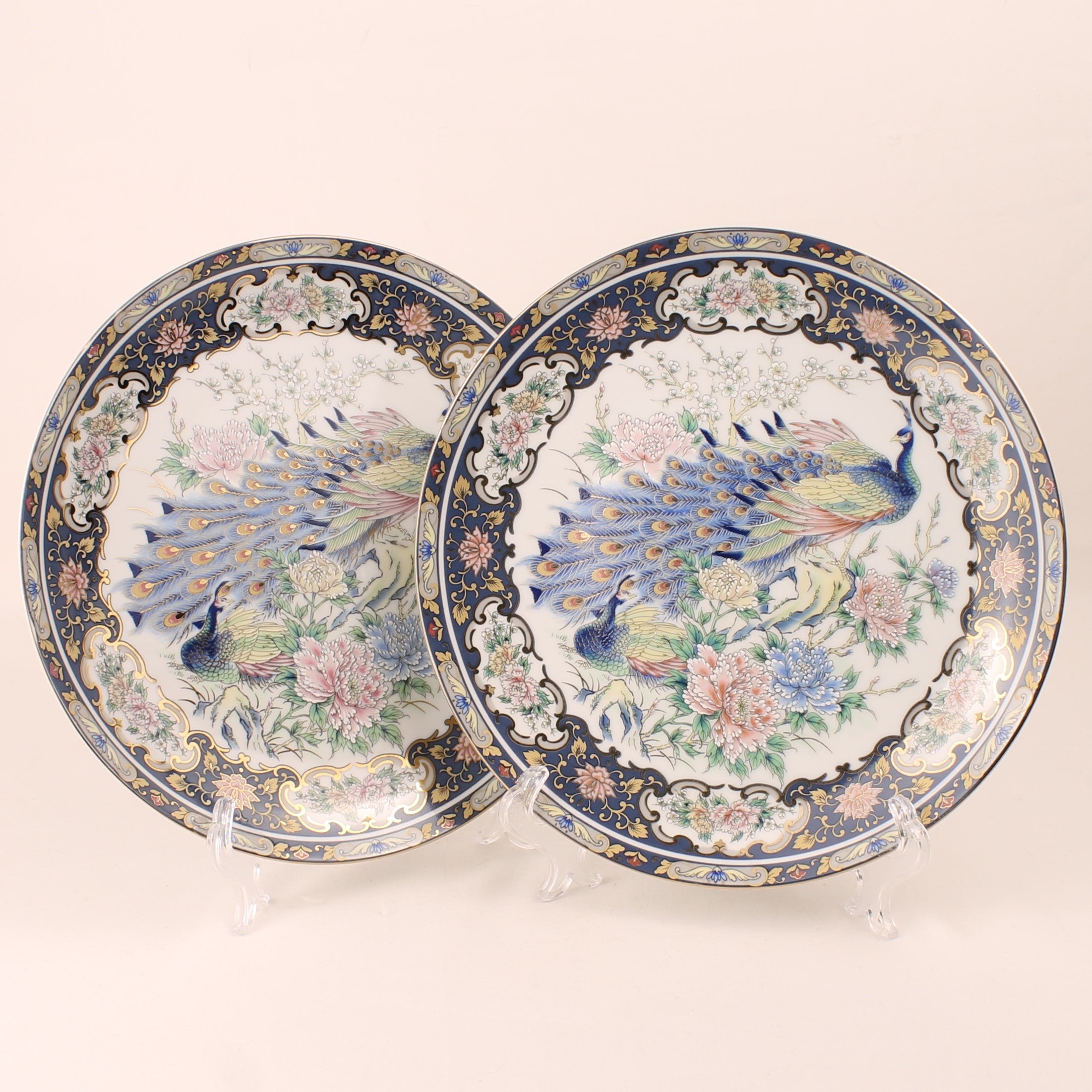 Sierborden met afbeelding Pauw en Bloemen – VAGA International – Rijk Verguld Relief Decor – 21 cm