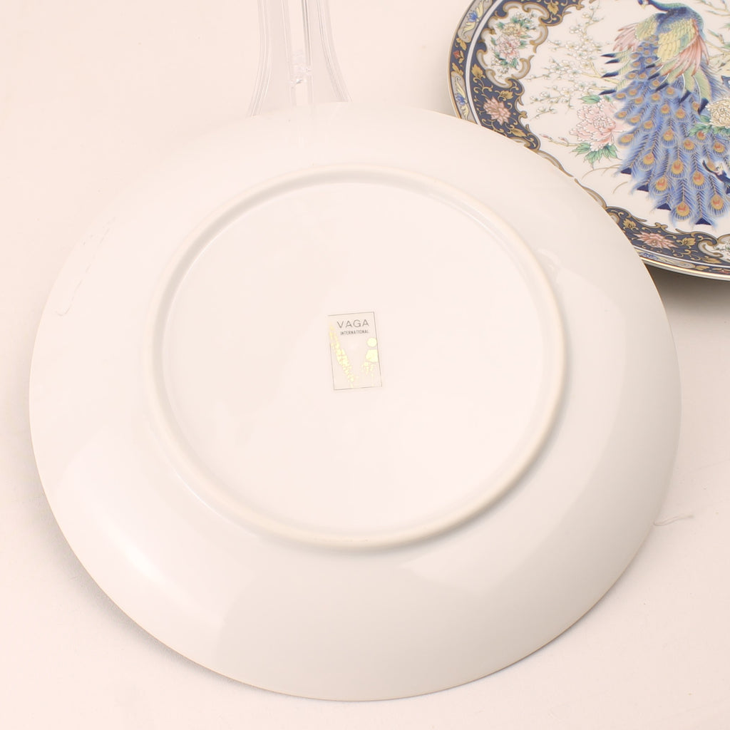 Sierborden met afbeelding Pauw en Bloemen – VAGA International – Rijk Verguld Relief Decor – 21 cm