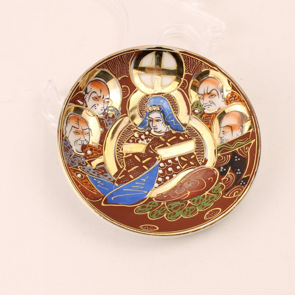 Japans Satsuma-Stijl Moriage Mini Schoteltje – Showa Periode – 8,5 cm – Rijk Verguld