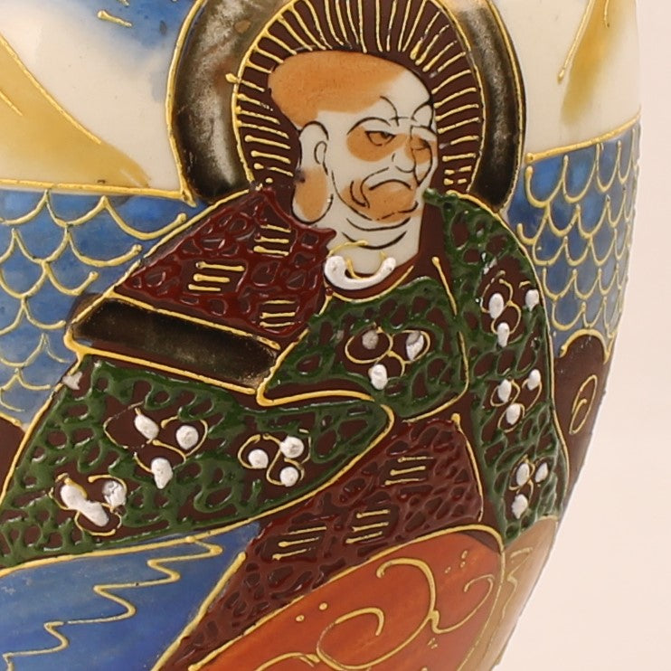 Japanse Satsuma Moriage Vaas 18cm - Handbeschilderd & Rijk Verguld - ca. 1940–1970