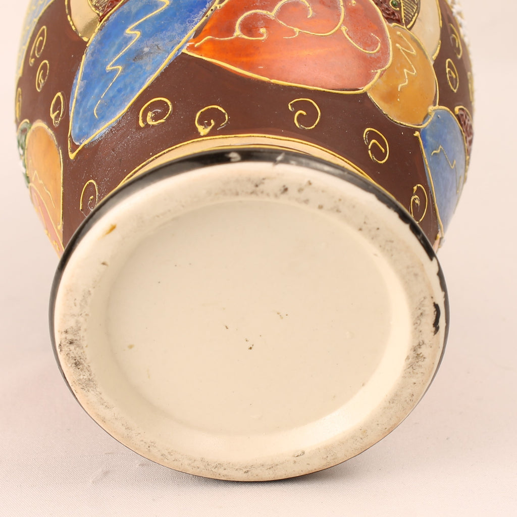 Japanse Satsuma Moriage Vaas 18cm - Handbeschilderd & Rijk Verguld - ca. 1940–1970