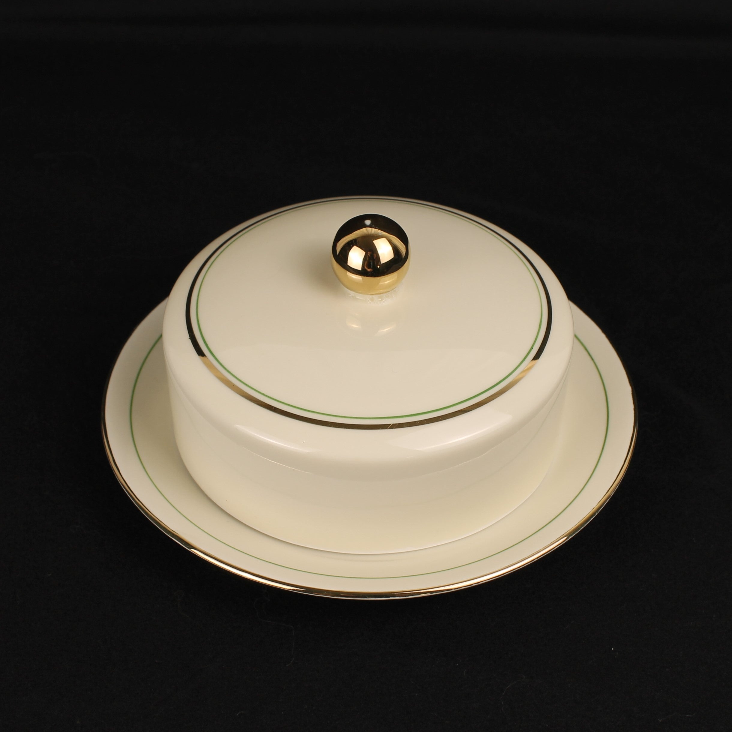 Bavaria Botervloot met Onderschotel – Verguld – Mid Century – 17 cm