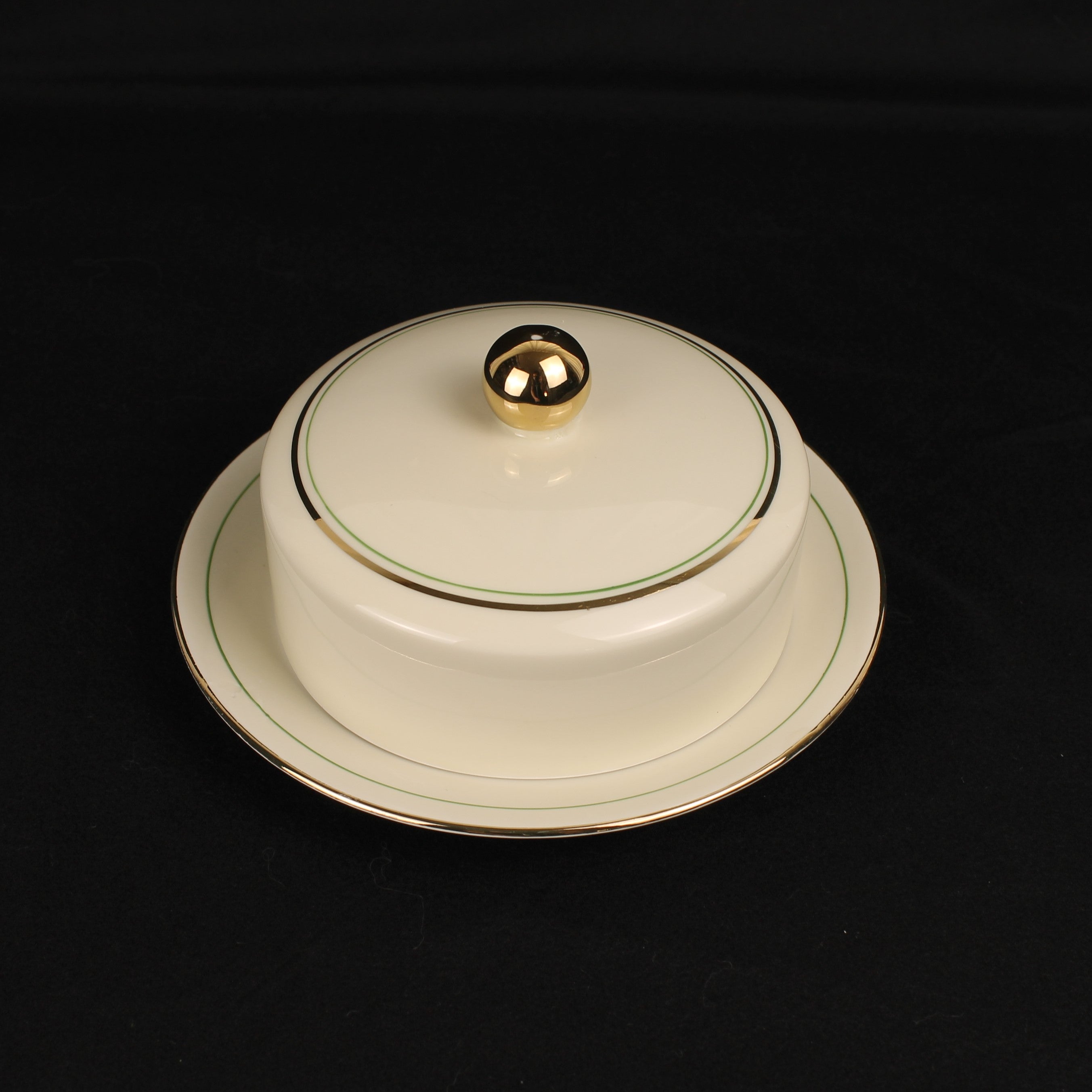 Bavaria Botervloot met Onderschotel – Verguld – Mid Century – 17 cm