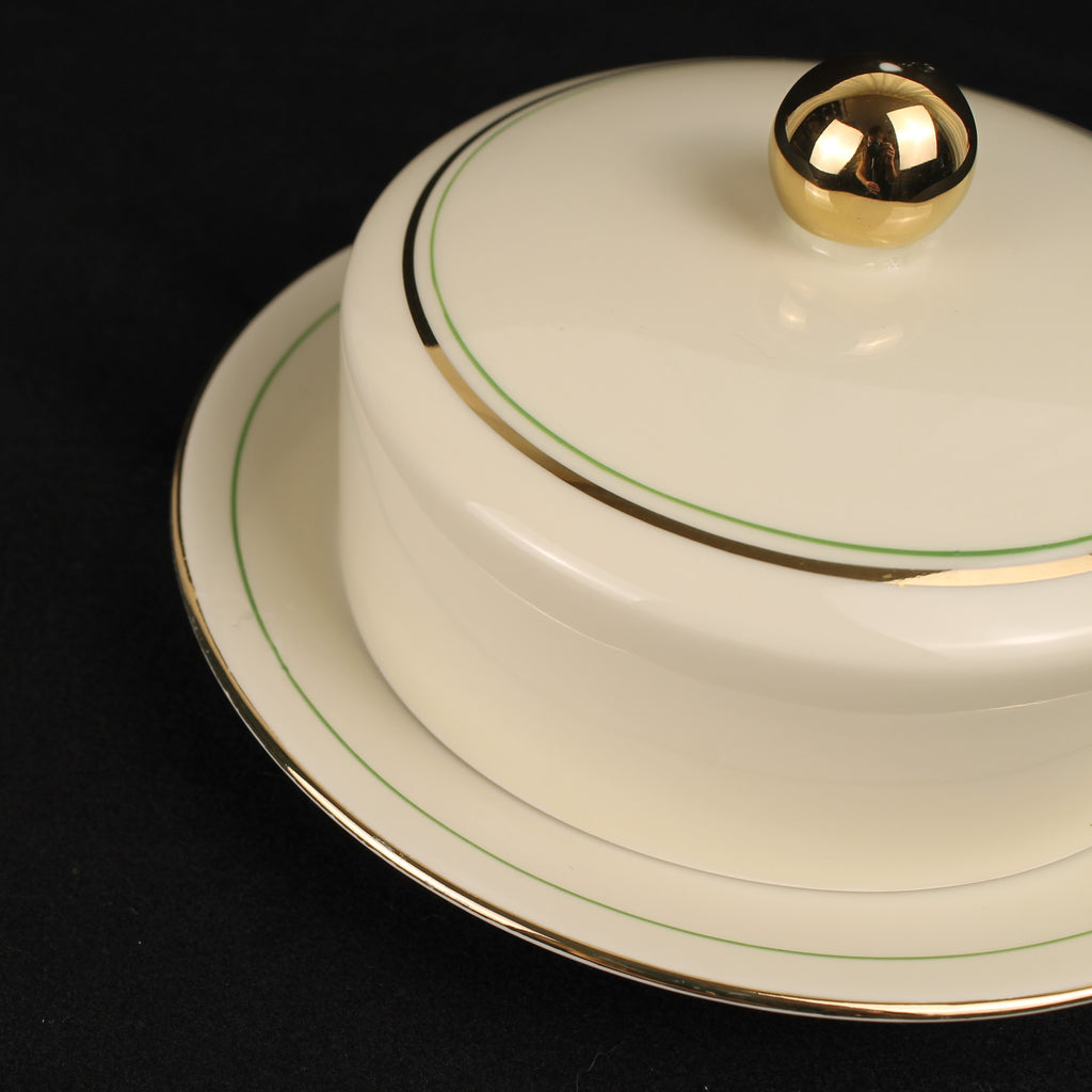 Bavaria Botervloot met Onderschotel – Verguld – Mid Century – 17 cm